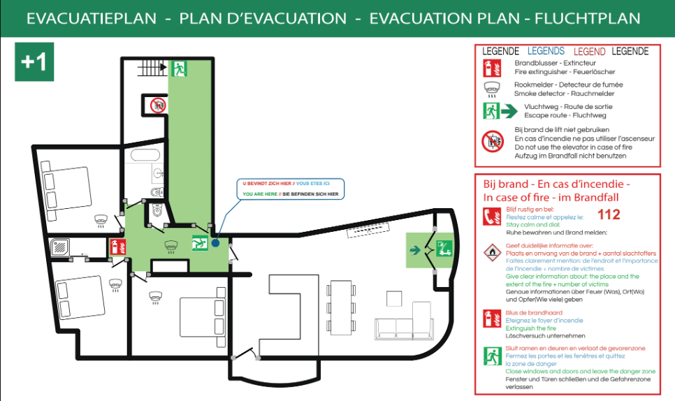 Evacuatieplan logies